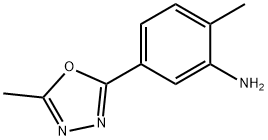 2-メチル-5-(5-メチル-1,3,4-オキサジアゾール-2-イル)アニリン 化学構造式