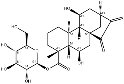 等效-6,11-二羟基-15-氧代-16-贝壳杉烯-19-酸 BETA-D-吡喃葡萄糖酯,81263-97-0,结构式