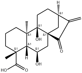 ent-6,9-ジヒドロキシ-15-オキソ-16-カウレン-19-酸 化学構造式