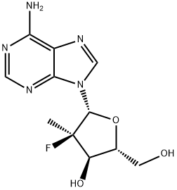 2'-deoxy-2'-fluoro-2'-C-methyladenosine 化学構造式