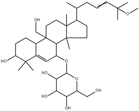 3β,7β,19-Trihydroxy-25-methoxycucurbita-5,23-diene 7-O-glucoside Structure