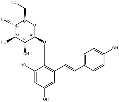 2,3,4′,5‐テトラヒドロキシスチルベン2‐グルコシド 化学構造式