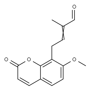7-methoxy-8-(3′-formylbut-2′-enyl)coumarin 结构式