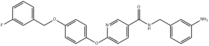 3-Pyridinecarboxamide, N-[(3-aminophenyl)methyl]-6-[4-[(3-fluorophenyl)methoxy]phenoxy]- Structure