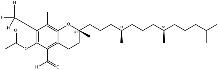 (2R)-6-(ACETYLOXY)-3,4-DIHYDRO-2,8-DIMETHYL-7-(METHYL-D3)-2-[(4R,8R)-4,8,12-TRIMETHYLTRIDECYL]-2H-1-BENZOPYRAN-5-CARBOXALDEHYDE-D4 结构式