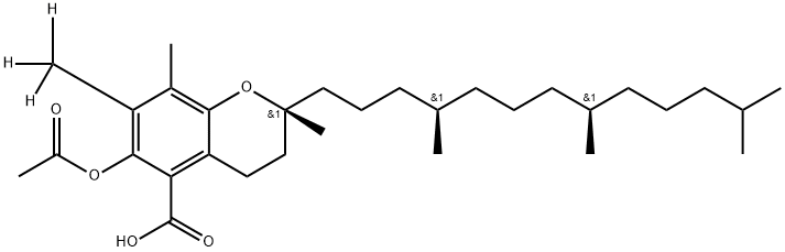 (2R)-6-(Acetyloxy)-3,4-dihydro-2,8-dimethyl-7-(methyl-d3)-2-[(4R,8R)-4,8,12-trimethyltridecyl]-2H-1-benzopyran-5-carboxylic-d3 Acid Structure