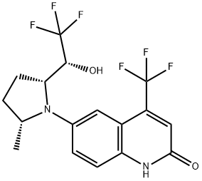 2(1H)-Quinolinone, 6-[(2R,5R)-2-methyl-5-[(1R)-2,2,2-trifluoro-1-hydroxyethyl]-1-pyrrolidinyl]-4-(trifluoromethyl)- Structure