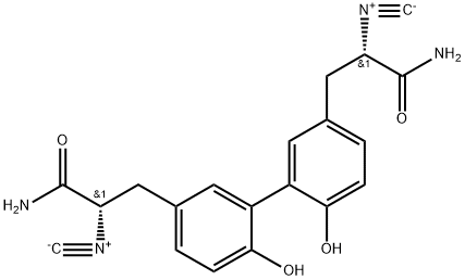 [1,1'-Biphenyl]-3-propanamide, 5'-[(2R)-3-amino-2-isocyano-3-oxopropyl]-2',6-dihydroxy-α-isocyano-, (αR)-rel- Struktur
