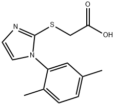 Acetic acid, 2-[[1-(2,5-dimethylphenyl)-1H-imidazol-2-yl]thio]- Struktur