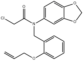 N-(1,3-二噁茚满-5-基)-2-氯-N-{[2-(丙-2-烯-1-基氧基)苯基]甲基}乙酰胺, 851452-58-9, 结构式