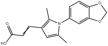 3-[1-(2H-1,3-benzodioxol-5-yl)-2,5-dimethyl-1H-pyrrol-3-yl]prop-2-enoic acid 结构式