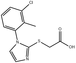 Acetic acid, 2-[[1-(3-chloro-2-methylphenyl)-1H-imidazol-2-yl]thio]- Struktur