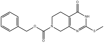 2-(甲硫基)-4-氧代苄基-4,5,6,8-四氢吡啶并[3,4-D]嘧啶-7(3H)-羧酸盐 结构式