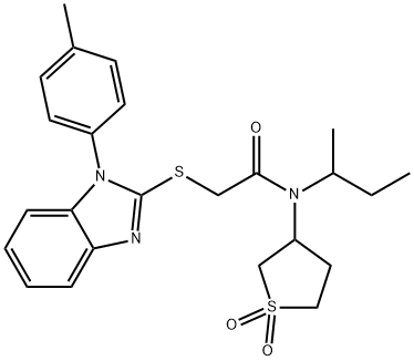 Acetamide, 2-[[1-(4-methylphenyl)-1H-benzimidazol-2-yl]thio]-N-(1-methylpropyl)-N-(tetrahydro-1,1-dioxido-3-thienyl)-,854026-22-5,结构式