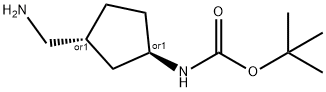 ((1R,3R)-3-(氨基甲基)环戊基)氨基甲酸叔丁酯,862700-45-6,结构式