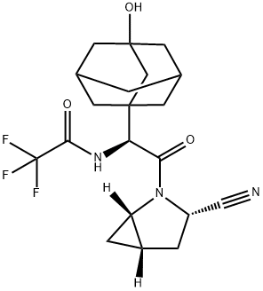 AcetaMide, N-[(1S)-2-[(1S,3S,5S)-3-cyano-2-azabicyclo[3.1.0]hex-2-yl]-1-(3-hydroxytricyclo[3.3.1.13,7]dec-1-yl)-2-oxoethyl]-2,2,2-trifluoro- Structure