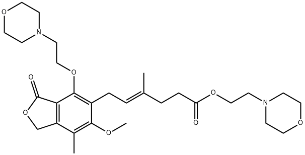 4-Hexenoic acid, 6-[1,3-dihydro-6-methoxy-7-methyl-4-[2-(4-morpholinyl)ethoxy]-3-oxo-5-isobenzofuranyl]-4-methyl-, 2-(4-morpholinyl)ethyl ester, (4E)- Structure