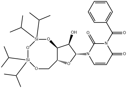 Uridine, 3-benzoyl-3',5'-O-[1,1,3,3-tetrakis(1-methylethyl)-1,3-disiloxanediyl]- Structure