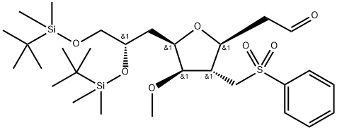 3,6-Anhydro-2,4,7-trideoxy-8,9-bis-O-[(1,1-dimethylethyl)dimethylsilyl]-5-O-methyl-4-[(phenylsulfonyl)methyl]-D-glycero-D-gulo-nonose 化学構造式