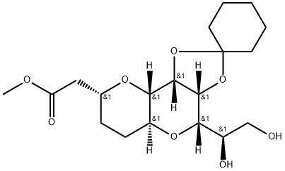 D-xylo-D-allo-Dodeconic acid, 3,7:6,10-dianhydro-8,9-O-cyclohexylidene-2,4,5-trideoxy-, methyl ester Struktur