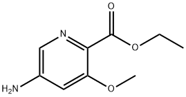 2-Pyridinecarboxylic acid, 5-amino-3-methoxy-, ethyl ester 化学構造式