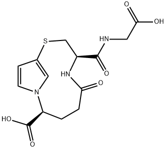 9-Thia-1,6-diazabicyclo[8.2.1]trideca-10(13),11-diene-2-carboxylic acid, 7-[[(carboxymethyl)amino]carbonyl]-5-oxo-, (2S,7R)- Struktur