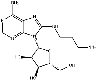 (2R,3R,4S,5R)-2-(6-氨基-8-((3-氨基丙基)氨基)-9H-嘌呤-9-基)-5-(羟甲基)四氢呋喃-3,4-二醇,87888-80-0,结构式