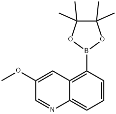 Quinoline, 3-methoxy-5-(4,4,5,5-tetramethyl-1,3,2-dioxaborolan-2-yl)- Structure