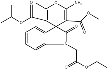 3-O'-methyl 5-O'-propan-2-yl 2'-amino-1-(2-ethoxy-2-oxoethyl)-6'-methyl-2-oxospiro[indole-3,4'-pyran]-3',5'-dicarboxylate Structure