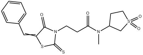 3-[(5E)-5-benzylidene-4-oxo-2-sulfanylidene-1,3-thiazolidin-3-yl]-N-(1,1-dioxothiolan-3-yl)-N-methylpropanamide Structure