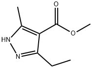 5-乙基-3-甲基-1H-吡唑-4-羧酸甲酯, 89270-11-1, 结构式