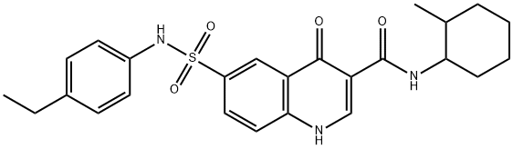6-(N-(4-乙基苯基)氨磺酰基)-N-(2-甲基环己基)-4-氧代-1,4-二氢喹啉-3-甲酰胺 结构式