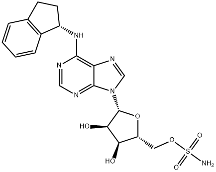 ((2R,3S,4R,5R)-5-(6-(((S)-2,3-dihydro-1H-inden-1-yl)amino)-9H-purin-9-yl)-3,4-dihydroxytetrahydrofuran-2-yl)methyl sulfamate Struktur