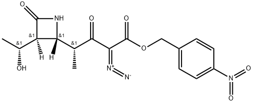(R)-4-硝基苄基-2-重氮-4-((2R,3S)-3-((R)-1-羟乙基)-氮杂环丁-4-酮-2-基]-3-氧代戊酸酯, 90822-24-5, 结构式