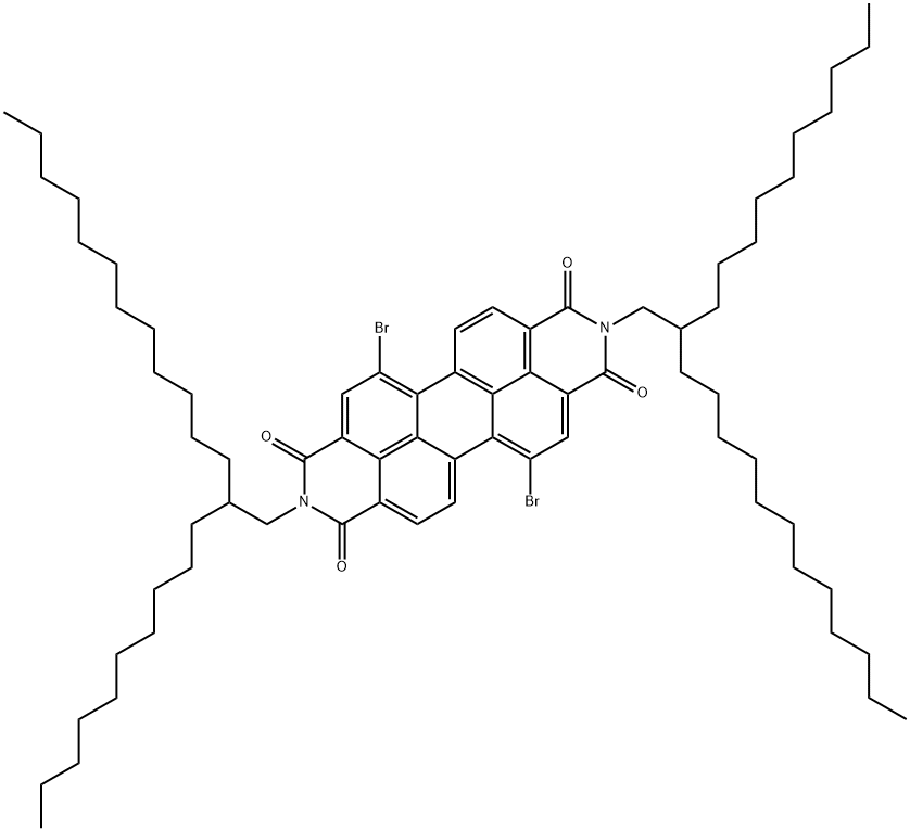 N,N'-二(2-癸基十四烷基)-1,7-二溴-3,4,9,10-苝四羧酸二酐,909019-78-9,结构式