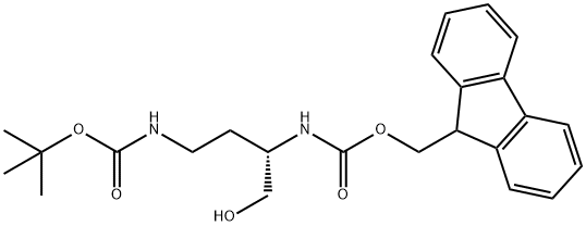 Carbamic acid, N-[(1S)-3-[[(1,1-dimethylethoxy)carbonyl]amino]-1-(hydroxymethyl)propyl]-, 9H-fluoren-9-ylmethyl ester Structure
