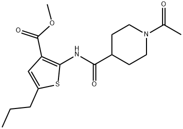 methyl 2-(1-acetylpiperidine-4-carboxamido)-5-propylthiophene-3-carboxylate Struktur