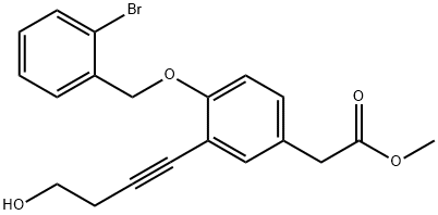 Benzeneacetic acid, 4-[(2-bromophenyl)methoxy]-3-(4-hydroxy-1-butyn-1-yl)-, methyl ester Struktur