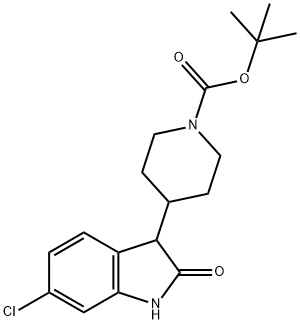 RAC-4-(6-CHLORO-2-OXO-2,3-DIHYDRO-1H-INDOL-3-YL)-PIPERIDINE-1-CARBOXYLIC ACID TERT-BUTYL 结构式
