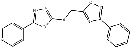 4-(5-{[(3-苯基-1,2,4-噁二唑-5-基)甲基]硫烷基}-1,3,4-噁二唑-2-基)吡啶, 919936-70-2, 结构式