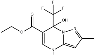 Pyrazolo[1,5-a]pyrimidine-6-carboxylic acid, 4,7-dihydro-7-hydroxy-2-methyl-7-(trifluoromethyl)-, ethyl ester Structure