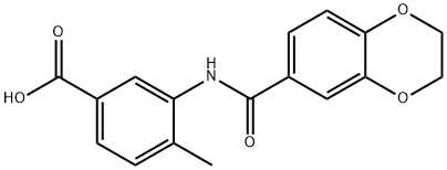 3-(2,3-dihydro-1,4-benzodioxine-6-amido)-4-methylbenzoic acid Structure