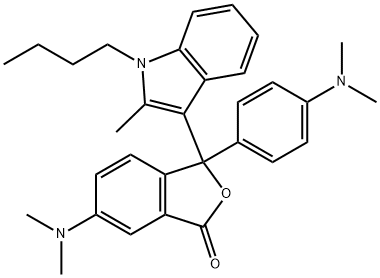 3-(4-二甲氨苯基)-3-(1-丁基-2-甲基-吲哚-3基)-6-二甲氨基苯酞,92453-31-1,结构式