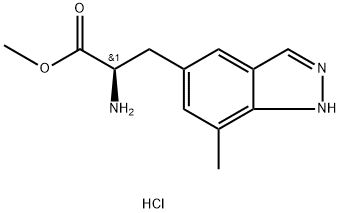 甲基 (R)-2-氨基-3-(7-甲基-1H-吲唑-5-YL)丙酸二氢氯化物 结构式