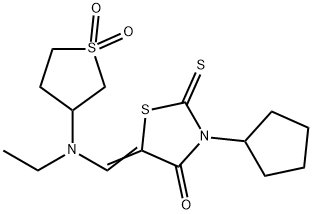 (5E)-3-cyclopentyl-5-[[(1,1-dioxothiolan-3-yl)-ethylamino]methylidene]-2-sulfanylidene-1,3-thiazolidin-4-one Structure