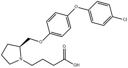 (S)-4-(2 - ((4-(4-氯苯氧基)苯氧基)甲基)吡咯烷-1-基)丁酸, 929916-05-2, 结构式