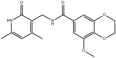 1,4-Benzodioxin-6-carboxamide, N-[(1,2-dihydro-4,6-dimethyl-2-oxo-3-pyridinyl)methyl]-2,3-dihydro-8-methoxy- 结构式
