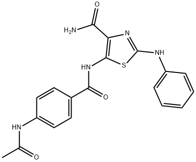 4-Thiazolecarboxamide, 5-[[4-(acetylamino)benzoyl]amino]-2-(phenylamino)- Struktur