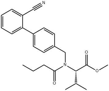 L-Valine, N-[(2'-cyano[1,1'-biphenyl]-4-yl)methyl]-N-(1-oxobutyl)-, methyl ester Structure