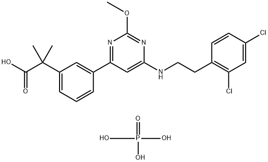 934815-71-1 Benzeneacetic acid, 3-[6-[[2-(2,4-dichlorophenyl)ethyl]aMino]-2-Methoxy-4-pyriMidinyl]-α,α-diMethyl-, phosphate (1:1)